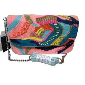 New America and Beyond Daphne embroidered beaded colorful crossbody purse NWT
